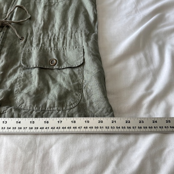 St. Tropez Women's 100% Linen Front Zip Vest with Hood Gray M Lagenlook Festival - Picture 12 of 13